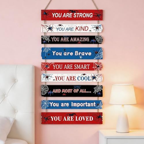Spider Boys Room Decor, Wooden Art Prints for Boy Kids Children Toddler Bedroom, Home Indoor Inspirational Wall Decoration, Wall Decor Room Sign for Birthday Gifts - Image 5