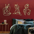 Photect 3 Pcs Metal Wall Art Minimalist Woman Line Decor, Elegant, Gold by Photect