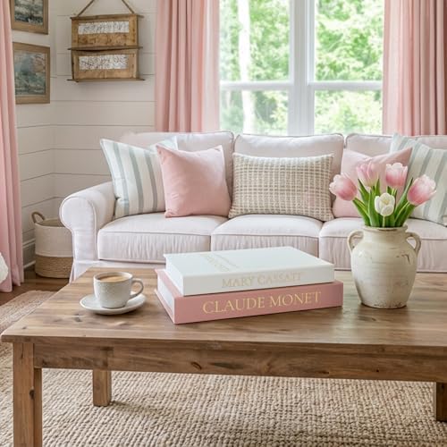 Set of 2 Premium Linen Decorative Books with Hidden Storage - Stackable Faux Book Box for Coffee Table Styling & Organization, Real Fabric Cover Fake Books as Display Riser for Shelf & Entryway - Image 2