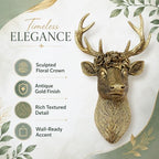 GUSFREUD Vintage Animal Head Wall Decor - 13" Resin Deer Head Wall Art For Home Decor, Gold Deer Wall Sculptures for Living Room, Bedroom, Kitchen, Unique Gift Idea - Image 4