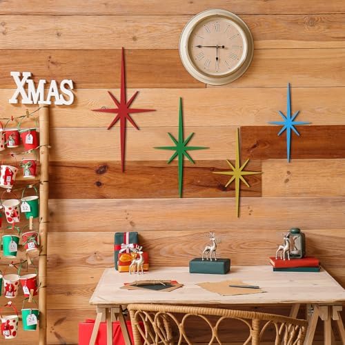 Blulu 4 Pcs Starburst Shaped Wall Decor Mid Century Modern Art,Vintage - Image 2