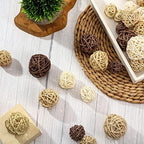 Wicker Ball Orbs,White, Wood Color, Light Tan, Coffee,2.8'',2.4'',2'',1.6'' - Image 4