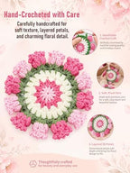 Crochet Flower Bouquet Coasters, Cotton Tulip Gifts for Home Decor 1Pc - Image 4