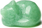 QINJIEJIE Green Aventurine Cat Crystals Decor Gift Healing Stone Cat Statue by QINJIEJIE
