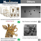 Newinhome Animal Heads Wall Decor (5pcs, Includes Metal Frame) Resin Animals Sculptures Head Wall Hanging Decoration Gold vintage Wall Sculpture for Living Room Bedroom Office - Image 3