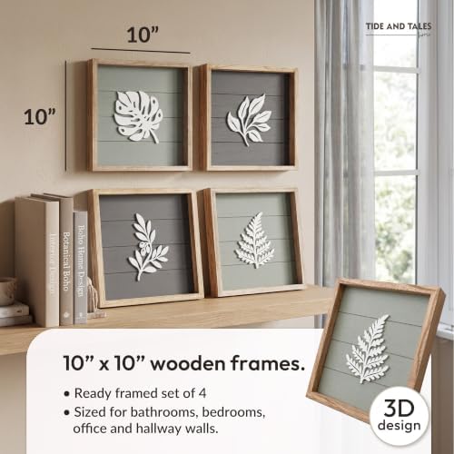 Tide and Tales 3D Botanical Leaf Wall Art, Set of 4, Bedroom Wall Art - Image 5