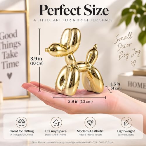 Gold Balloon Dog Decor,Gold Room Decors,Balloon Animal Preppy Room Shelf Decor,Cute Statue Home Decors,Bedroom Modern Sculpture Desk Decoration,Golden Decorations Figurines - Image 3