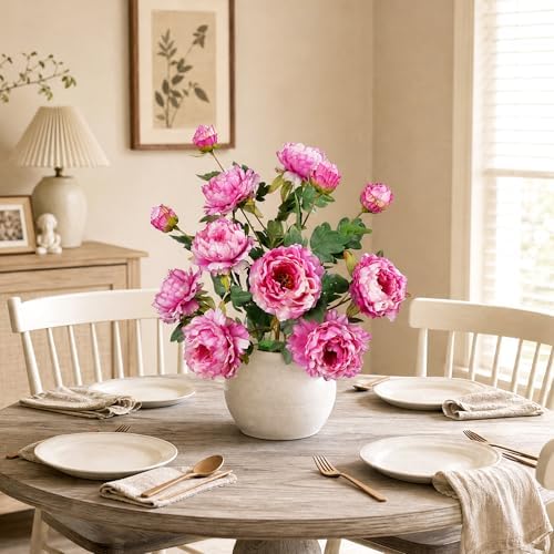 Silk Peonies Artificial Flowers, Purple Red, 4PCS, 31.5'' Long Stem - Image 5