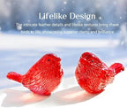 2 Pack 3" Red Glass Bird Figurine Blown Glass Birds Gifts for Animal Lovers - Image 3