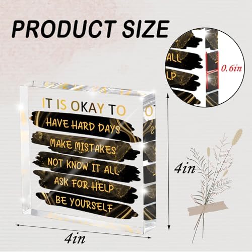 "It's Okay..." Motivational Decor, Black and Gold 4 Inch Acrylic Tabletop Sign, Inspirational Desk Accessories for Workplace Wellness, Motivational Quote for Therapy Office and Home Desk - Image 2