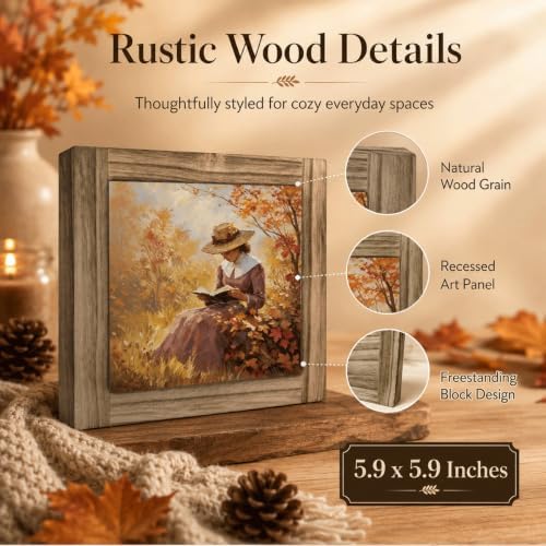Autumn Reader Wood Plaque Sign, Fall Home Desk Shelf Decor Sign 14 - Image 3