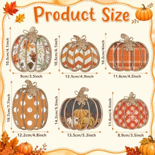 Leinuosen 6 Pcs Fall Pumpkin Decor for Home, Farmhouse Fall Decor - Image 3