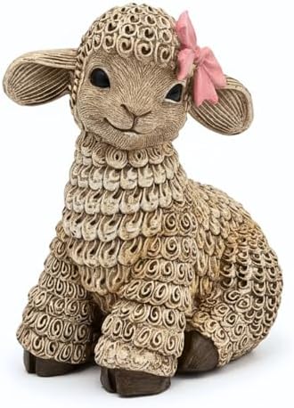 Rustic Lamb Figurine for Home Decor – Cute Farmhouse Animal Ornament – Handcrafted Resin Sheep Statue Gift – Cozy Tabletop Decoration for Living Room, Mantel or Shelf – Belle The Lamb by Unknown