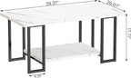 AWQM Marble Coffee Table, Faux Marble Top Rectangular Coffee Table - Image 2