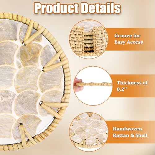 Coastal Coasters Set of 6, Boho Coaster Set with Holder, Fish Scale - Image 5