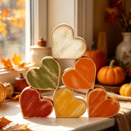 Wooden Hearts Fall Decor, Fall Decorations for Home - Image 6