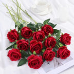 100Pcs Red Roses Artificial Flowers, Realistic Silk Fake Roses Bouquet - Image 3