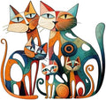 Wesiti Metal Cat Wall Art Decor Colorful Sculptures Mid Century 13.7x13 by Wesiti