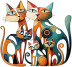 Wesiti Metal Cat Wall Art Decor Colorful Sculptures Mid Century 13.7x13 by Wesiti