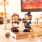 Valery Madelyn Fall Decorations for Home, 2 Pcs Fall Decor for Table Indoor Outdoor, Resin Thanksgiving Decorations Garden Pumpkins Pilgrim Figurines for Autumn Harvest Porch Tiered Tray, 5" - Image 2