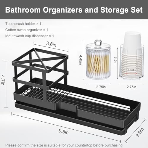 Toothbrush Holders for Bathrooms, Cotton Swabs & Cups Dispenser Set - Image 2
