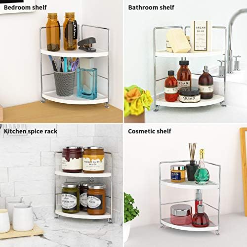 FSyueyun 2-Tier Corner Bathroom Counter Organizer, Vanity Tray, Silver - Image 6