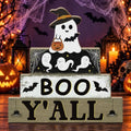 Putuo Decor Halloween Table Decoration Wooden Ghost Tiered Tray Decor by PUTUODECOR