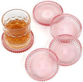 Modern Clear Coaster Set of 5- Glass Coasters for Drinks, Clear Pink by Unknown