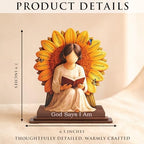 Christian Gifts for Women, God Says I Am Sunflower Bible Verse Desk Decor - Image 3