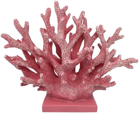 5.8" H Pink Coral Decor - Resin Coral Statue, Nautical Decor for Home, Bedroom, Bathroom, Living Room, Ocean Themed Cabinet Shelf Tabletop Decoration by Elegondrar