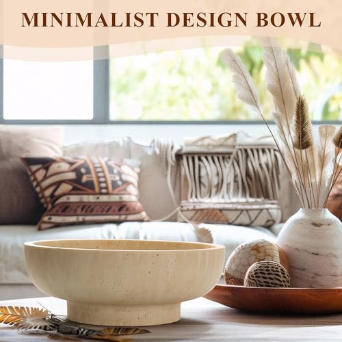 YMXYJM Decorative Resin Bowl, Large Fruit Bowl, Artificial Travertine Beige - Image 3