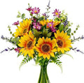 Artificial Sunflower Bouquet with Wildflowers, Silk Fall Cemetery Flowers Arrangement for Vase, Faux Sunflowers Table Centerpiece for Home Kitchen Office Wedding Party Grave Decor by Unknown