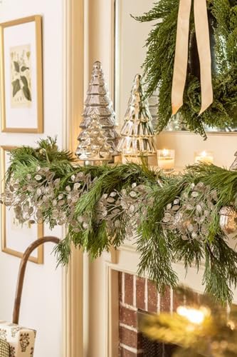 8 Pcs Christmas Tree Picks and Sprays Champagne Glitter Christmas Picks 26.8" Christmas Glitter Eucalyptus Leaves Stems for Christmas Tree Filler Branches Wreaths Centerpieces Holiday Decorations - Image 4