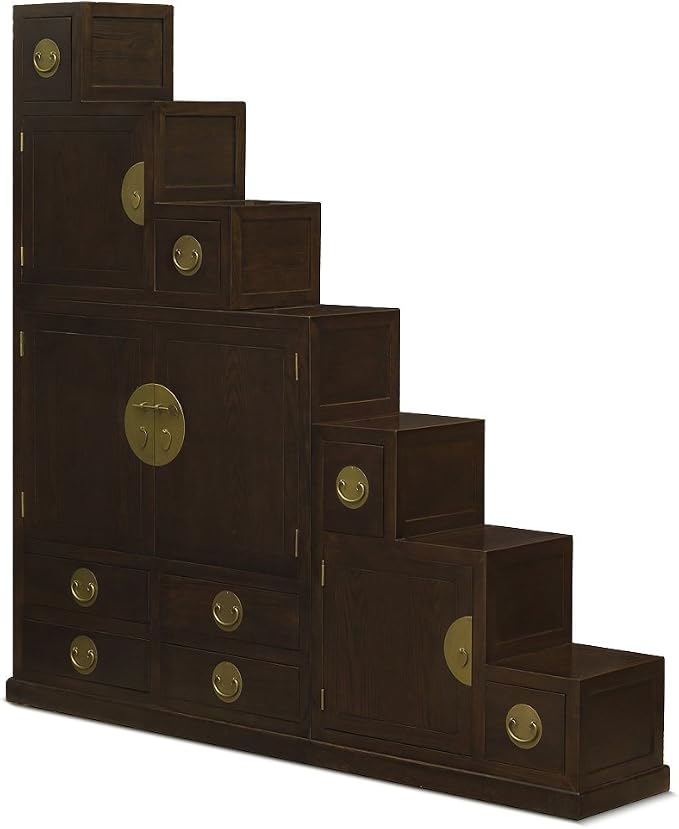 Dark Espresso Elmwood Ming Style Asian Step Tansu - Image 4