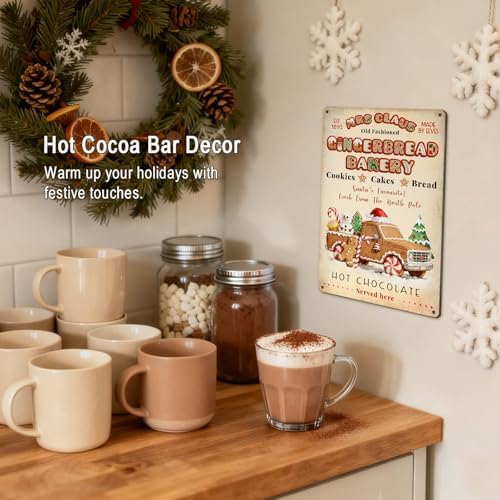 Gingerbread Christmas Tin Sign for Kitchen Wall Decor Art - Image 3