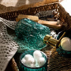 EMPO 6-Piece Vintage Glass Bathroom Accessories Set (Ocean Teal Blue) Decor - Image 6