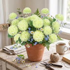 8PCS Green 24 Head 3" Large Fake Chrysanthemum Artificial Flower Balls Stem - Image 2