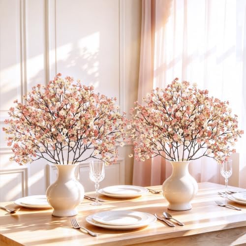 6Pcs Baby's Breath Artificial Flowers, Silk Gypsophila Stems, Beige Brown - Image 4