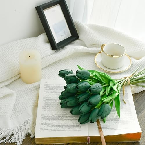 Mandy's 20pcs Artificial Dark Green Tulips - Image 3