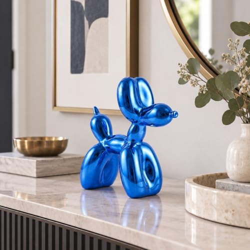 Blue Balloon Dog, Animal & Modern Sculpture, Preppy & Office Gold Decor, Small Figurines - Image 5
