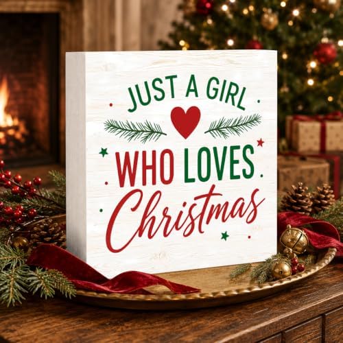 Christmas Decorations Just A Girl Who Loves Christmas Tree Wood Box Sign - Image 3