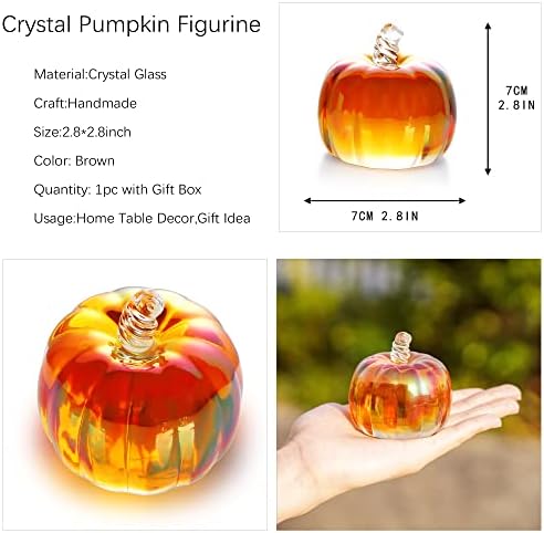 2.8'' Brown Striped Glass Pumpkins For Decorating Fall Harvest Halloween - Image 2
