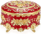 Hipiwe Oval Jewelry Box Classic Metal Trinket Organizer Ring Storage Box by Hipiwe