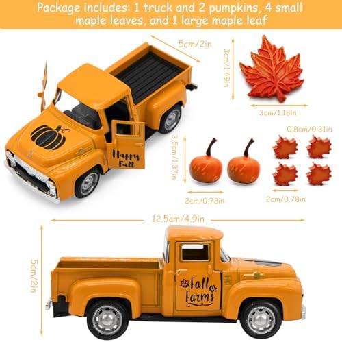 Thanksgiving Truck Decor, Fall Pumpkin Metal Truck Decorations - Image 3