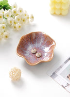 Lotus Leaf Shape Ring Holder Dish, Small Key Bowl, Ceramic Trinket Tray Jewelry Dish Organizing Necklace Earrings for Mom Friend Sister. All Jewelries Are NOT Included. Purple. - Image 3