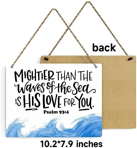 Inspirational Nautical Decor Mightier Than The Waves of The Sea Psalm 93:4 Scripture Wooden Hanging Sign Christian Gift for Baby Kids Girl Boy Nursery Teen Room Bible Verse Wall Art 10 x 8 Inches - Image 7