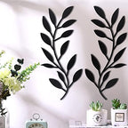 Zhengmy 2 Pcs Metal Tree Leaf Wall Art Vine Olive Branch Decor,Black - Image 3