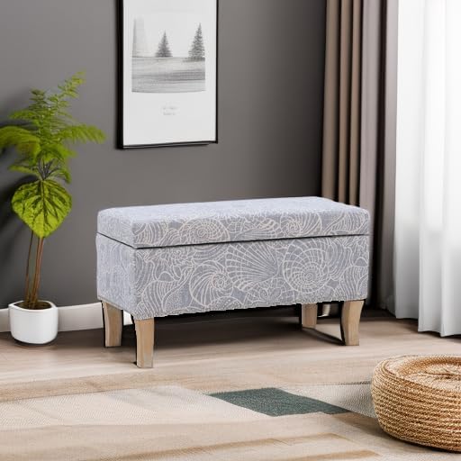 Linon Stone Upholstered Storage Stephanie Ottoman - Image 8