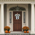 Ultra Large 14'' Last Name All Year Round Front Door Wreath with 26 Initial Letter Welcome Sign All Seasons Eucalyptus Garland and Bow Wreaths for Front Door Porch Farmhouse Decoration (B) - Image 6