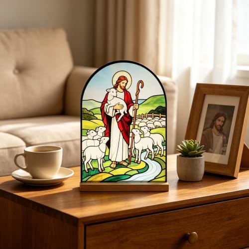 KOMI Jesus and Lambs Stand Statue Acrylic Catholic Icons Ornament Home Altar Decor Christian Gifts - Image 5